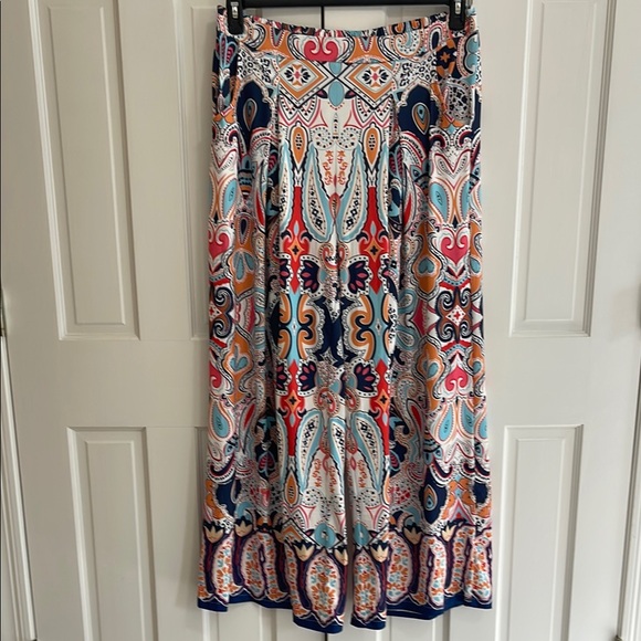 Pants - Palazzo Women’s Boho Multicolor Pleated Pants Pockets Resort Wear Size XXL